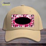 Pink Camo With Black Center Oval Novelty License Plate Hat Cotton / Khaki