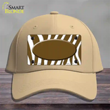 Brown White Zebra Center Oval Novelty License Plate Hat Cotton / Khaki