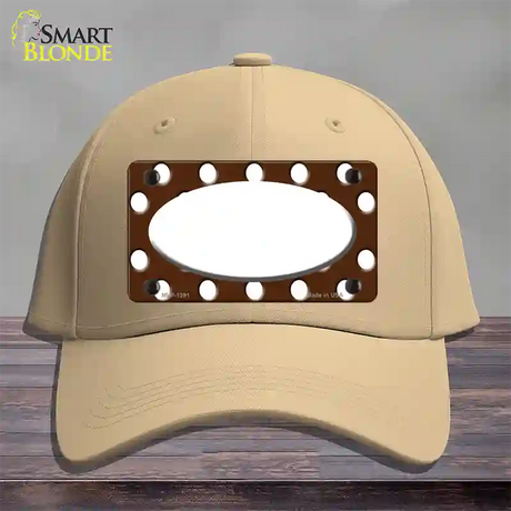 White Brown Polka Dot Center Oval Novelty License Plate Hat Cotton / Khaki