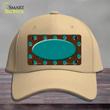 Teal Brown Polka Dot Center Oval Novelty License Plate Hat Cotton / Khaki