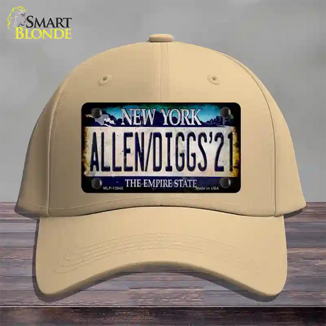 Allen Diggs 21 NY Blue Novelty License Plate Hat Tag Cotton / Khaki