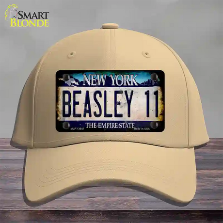 Beasley 11 New York Blue Novelty License Plate Hat Tag Cotton / Khaki