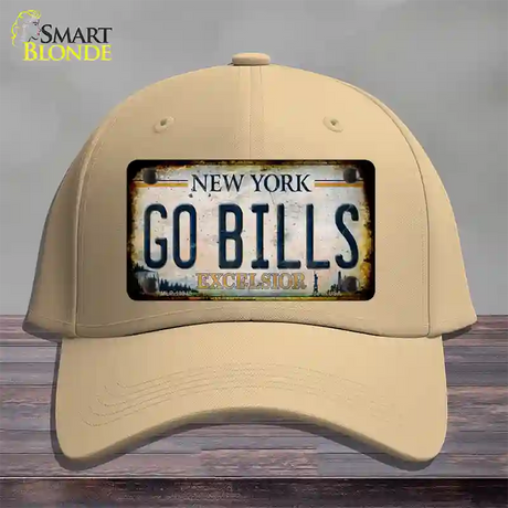 Go Bills New York White Novelty License Plate Hat Tag Cotton / Khaki