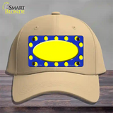 Yellow Royal Blue Polka Dot Center Oval Novelty License Plate Hat Cotton / Khaki