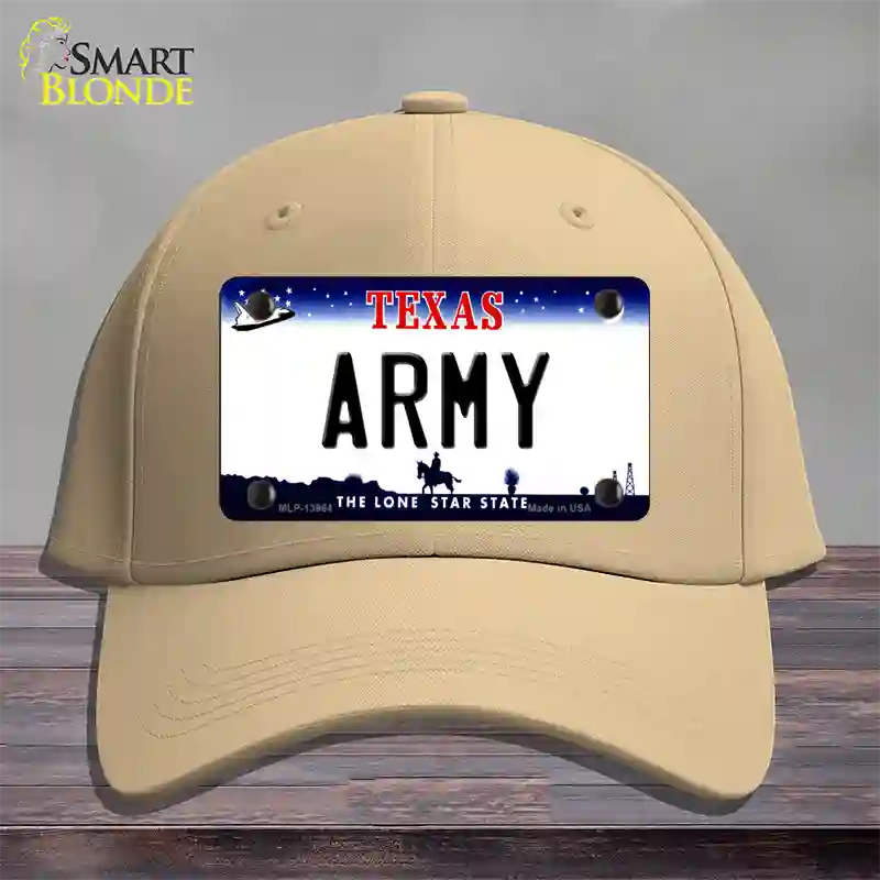 Texas Army Novelty License Plate Hat Tag Cotton / Khaki