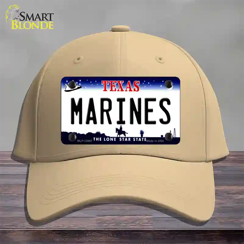 Texas Marines Novelty License Plate Hat Tag Cotton / Khaki