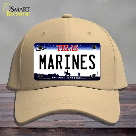 Texas Marines Novelty License Plate Hat Tag Cotton / Khaki