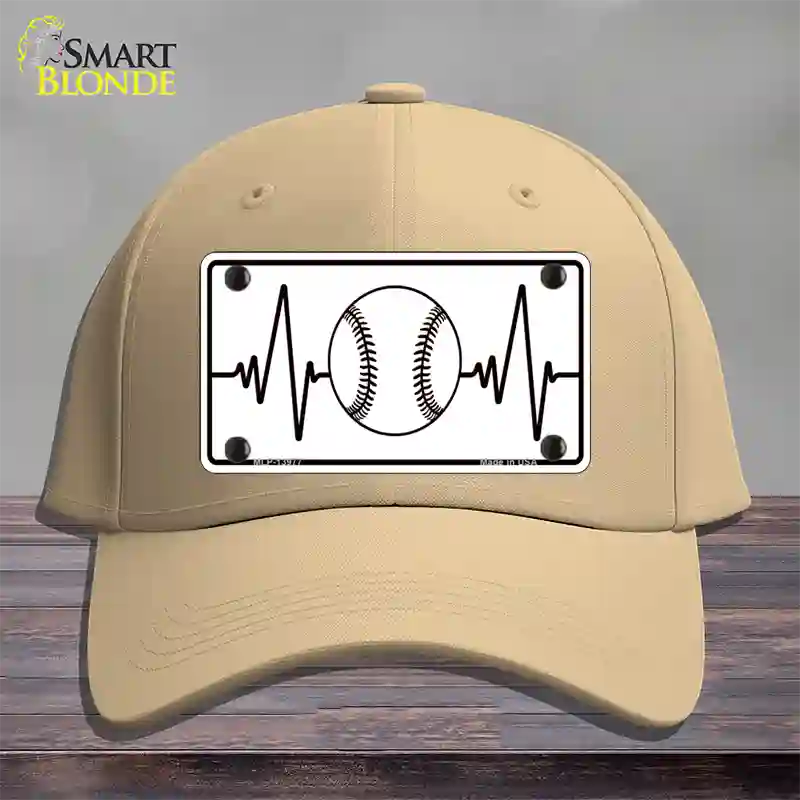 Baseball Heart Beat Novelty License Plate Hat Tag Cotton / Khaki