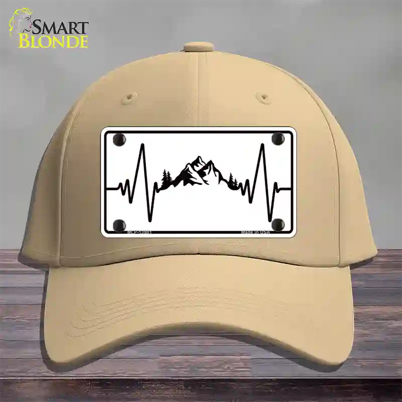 Mountains Heart Beat Novelty License Plate Hat Tag Cotton / Khaki