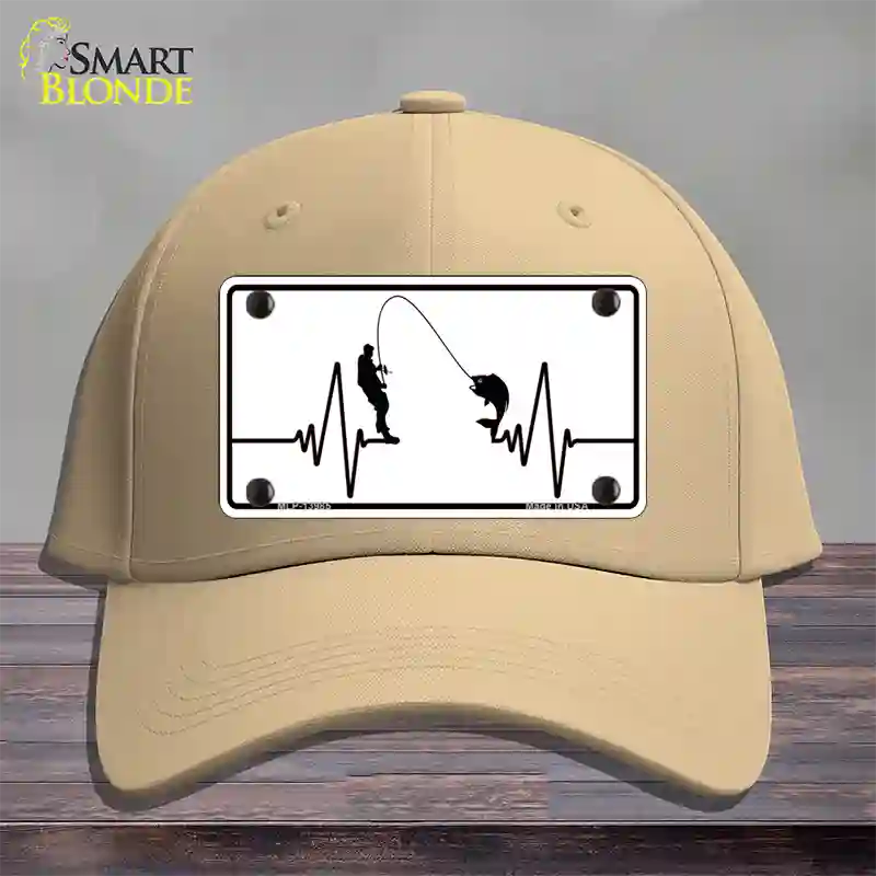 Fishing Heart Beat Novelty License Plate Hat Tag Cotton / Khaki