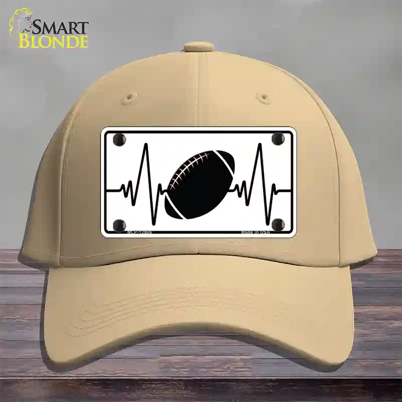 Football Heart Beat Novelty License Plate Hat Tag Cotton / Khaki