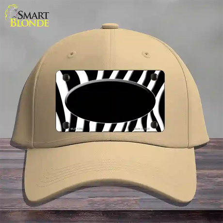 Black White Zebra Center Oval Novelty License Plate Hat Cotton / Khaki