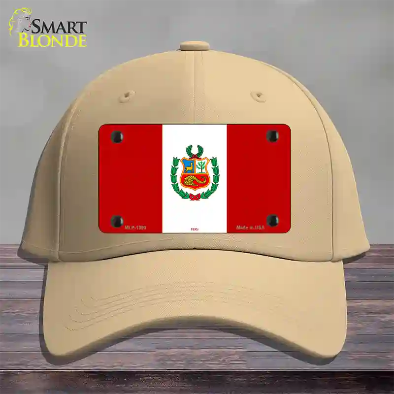 Peru Flag Novelty License Plate Hat Cotton / Khaki