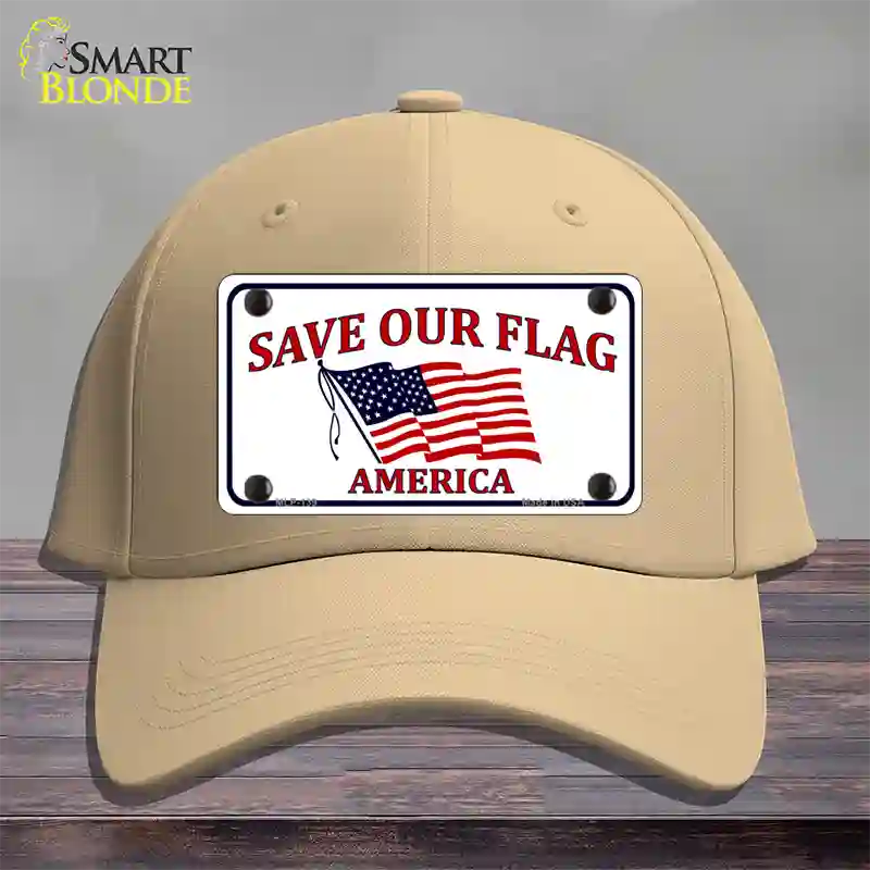 Save Our Flag Novelty License Plate Hat Cotton / Khaki