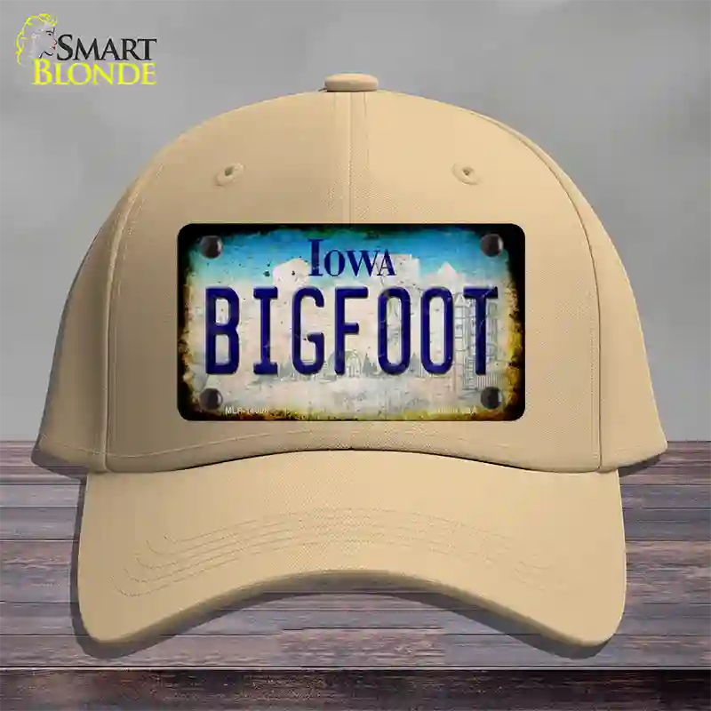 Bigfoot Iowa Novelty License Plate Hat Tag Cotton / Khaki