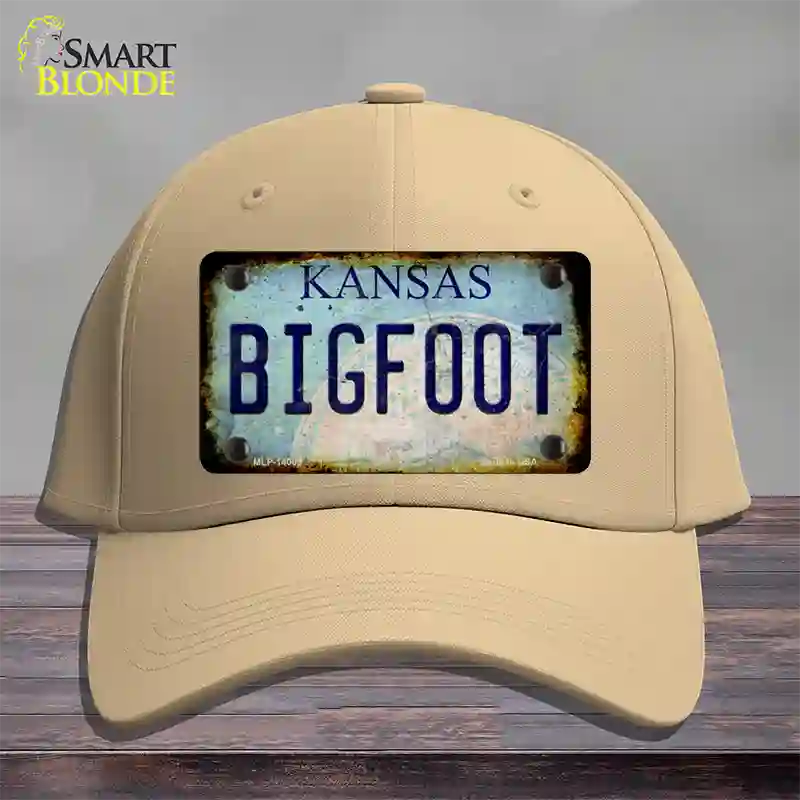 Bigfoot Kansas Novelty License Plate Hat Tag Cotton / Khaki