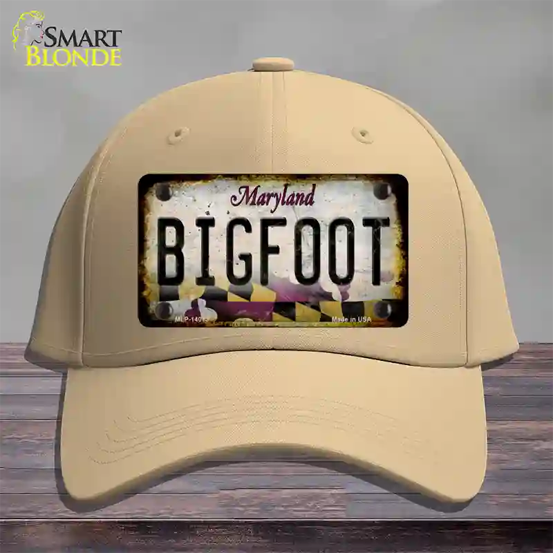 Bigfoot Maryland Novelty License Plate Hat Tag Cotton / Khaki