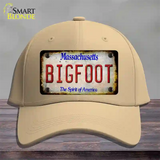 Bigfoot Massachusetts Novelty License Plate Hat Tag Cotton / Khaki