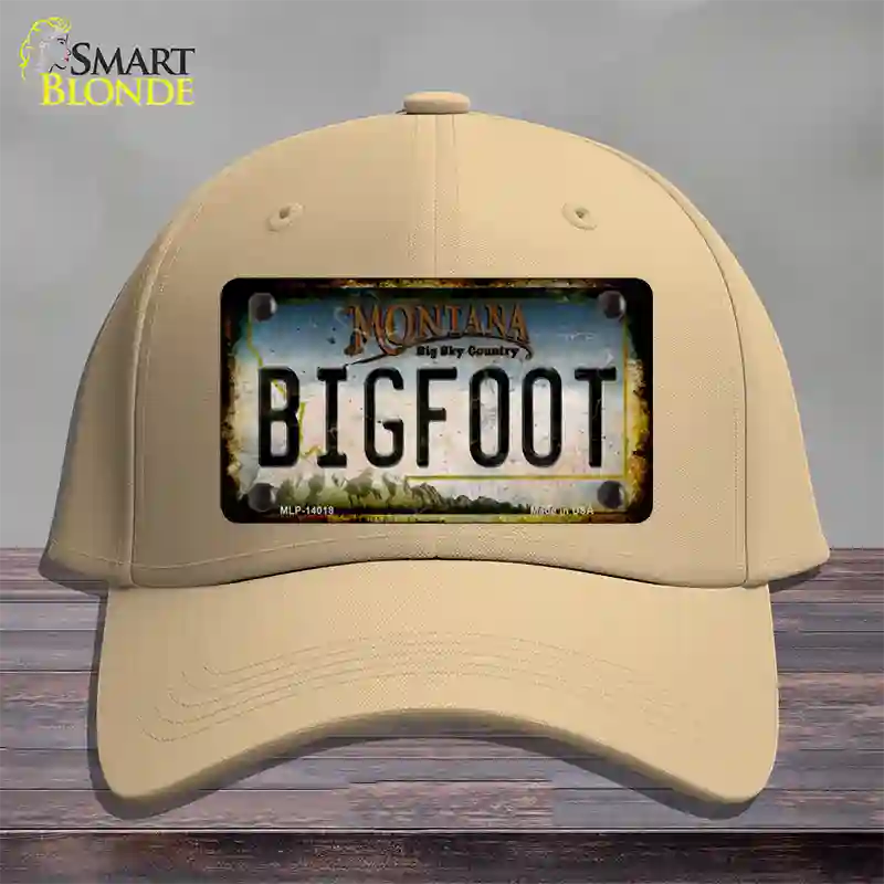 Bigfoot Montana Novelty License Plate Hat Tag Cotton / Khaki