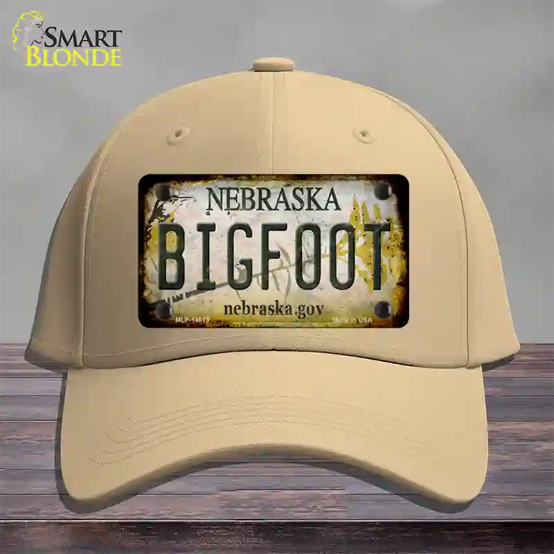 Bigfoot Nebraska Novelty License Plate Hat Tag Cotton / Khaki