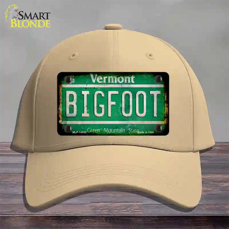 Bigfoot Vermont Novelty License Plate Hat Tag Cotton / Khaki