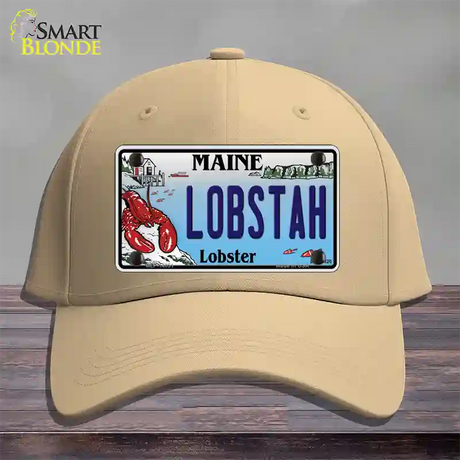 Lobstah Maine Lobster Novelty License Plate Hat Cotton / Khaki