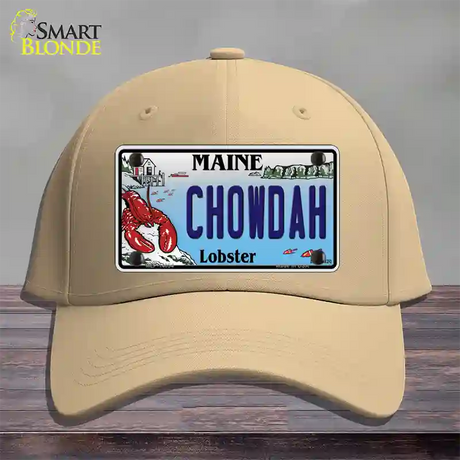 Chowdah Maine Lobster Novelty License Plate Hat Cotton / Khaki