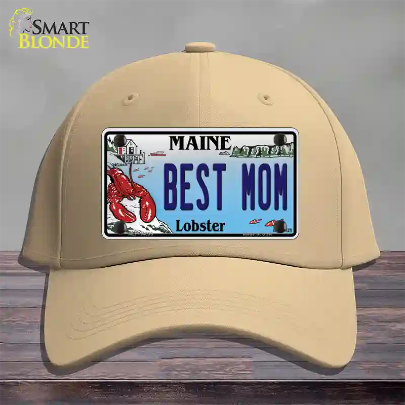 Best Mom Maine Lobster Novelty License Plate Hat Cotton / Khaki