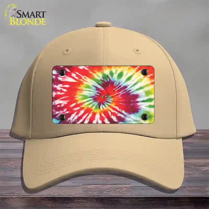 Red Swirl Tie-Dye Novelty License Plate Hat Cotton / Khaki