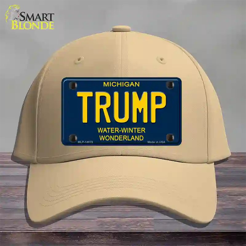 Trump Michigan Blue Novelty License Plate Hat Cotton / Khaki