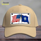 Guam Crossed US Flag Novelty License Plate Hat Cotton / Khaki