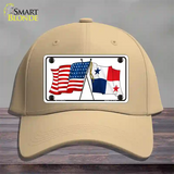 Panama Crossed US Flag Novelty License Plate Hat Cotton / Khaki