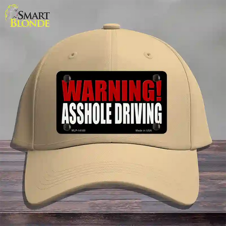 Warning Asshole Driving Novelty License Plate Hat Cotton / Khaki