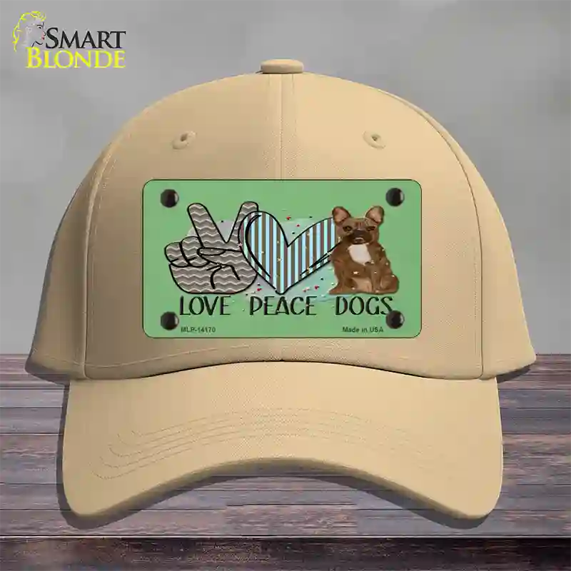 Peace Love Dogs Novelty License Plate Hat Cotton / Khaki