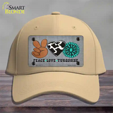 Peace Love Turquoise Novelty License Plate Hat Cotton / Khaki