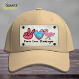 Peace Love Flamingos Novelty License Plate Hat Cotton / Khaki