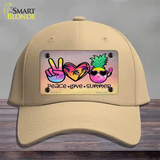 Peace Love Summer Novelty License Plate Hat Cotton / Khaki