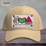 Peace Love Watermelon Novelty License Plate Hat Cotton / Khaki