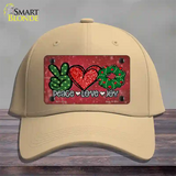 Peace Love Joy Novelty License Plate Hat Cotton / Khaki