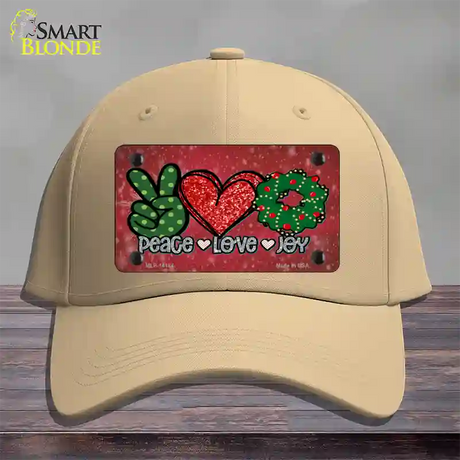 Peace Love Joy Novelty License Plate Hat Cotton / Khaki