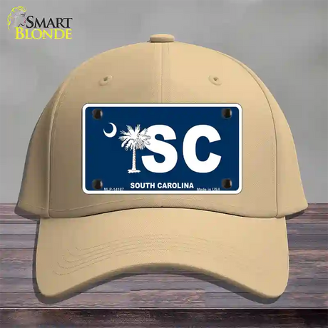 SC South Carolina Flag Novelty License Plate Hat Cotton / Khaki