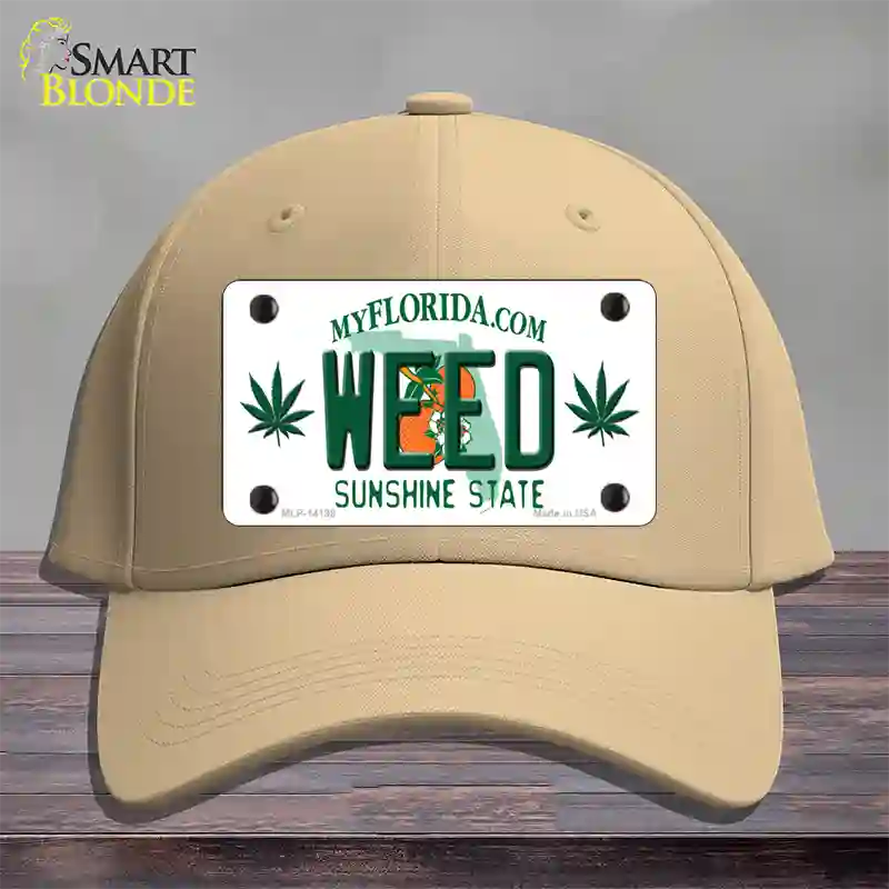 Weed Florida Novelty License Plate Hat Cotton / Khaki