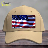 American Flag Wavy Novelty License Plate Hat Cotton / Khaki