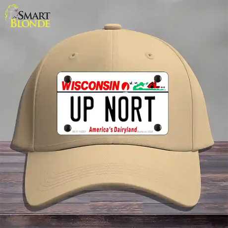 Up Nort Wisconsin Novelty License Plate Hat Cotton / Khaki