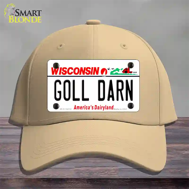 Goll Darn Wisconsin Novelty License Plate Hat Cotton / Khaki