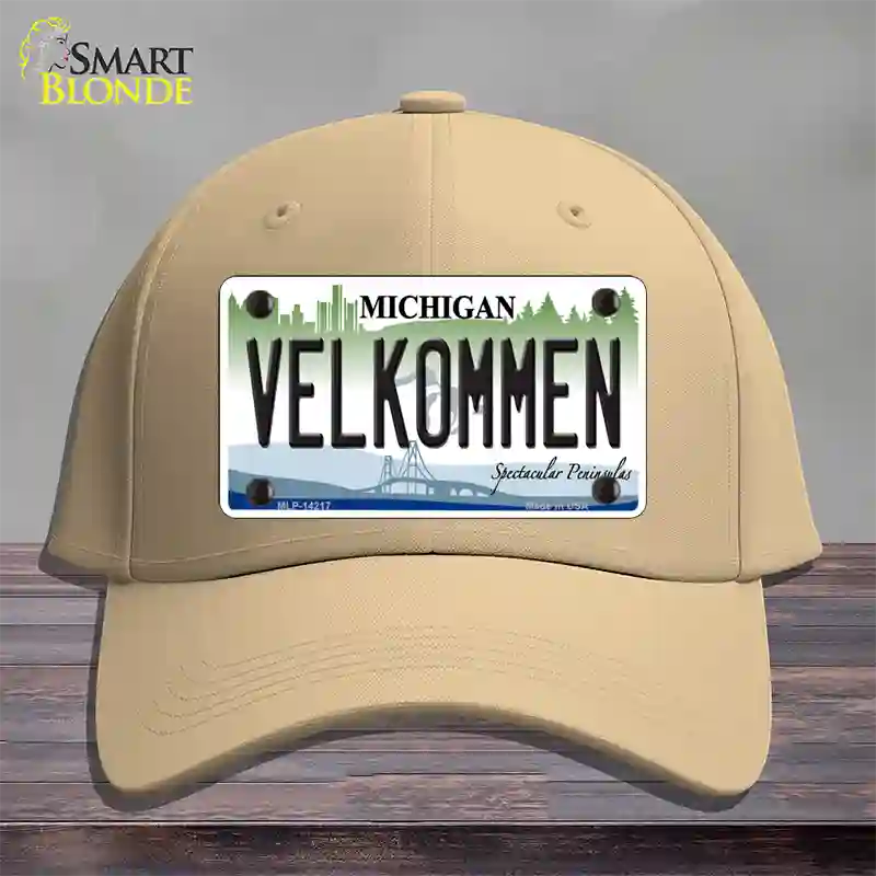 Velkommen Michigan Novelty License Plate Hat Cotton / Khaki