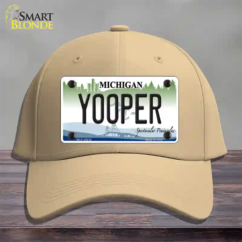 Yooper Michigan Novelty License Plate Hat Cotton / Khaki