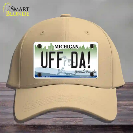 Uff Da Michigan Novelty License Plate Hat Cotton / Khaki