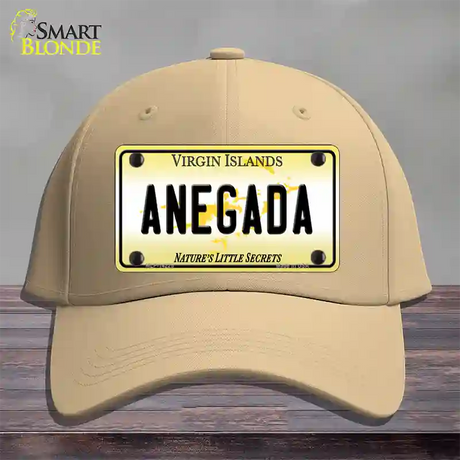 Virgin Islands Anegada Novelty License Plate Hat Cotton / Khaki