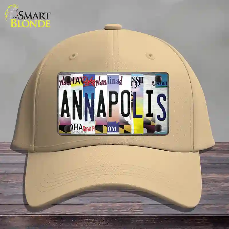 Annapolis Strip Art Novelty License Plate Hat Cotton / Khaki